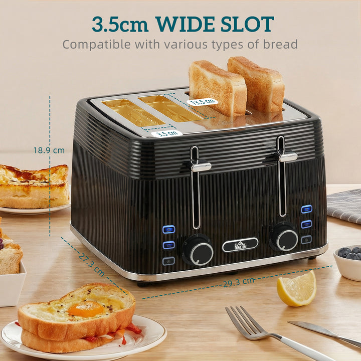 4 Slice Toaster with 7 Browning Levels, Bread Toaster with Removable C