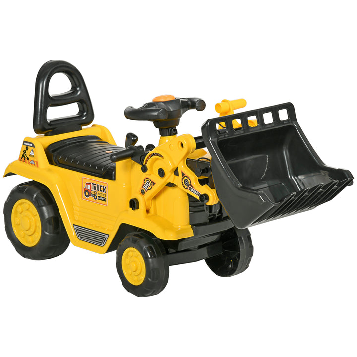 NO POWER 3 in 1 Ride On Toy Bulldozer Toddler Digger Excavator Scooter Storage Cart Toilet Pretend Play Construction Truck