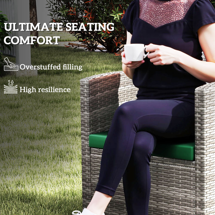 Outdoor Seat Cushion Pads for Rattan Furniture, 3 PCs Garden Furniture Cushions, Green