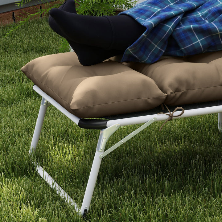 Sun Lounger Cushions Only, 190x56x10cm Garden Lounge Chair Cushions, UPF20+ 220gsm Fabric, Thick Sunbed Replacement Pads with 6 Ties, Khaki
