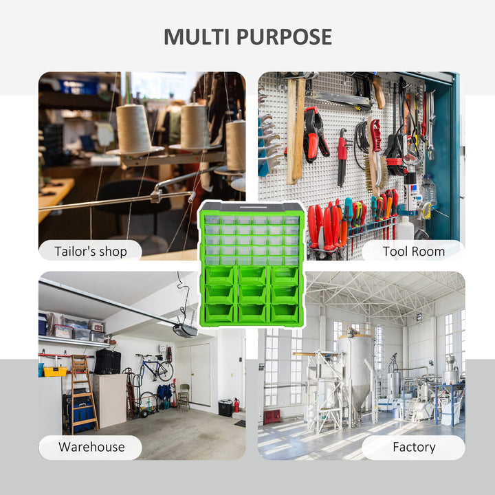 DURHAND Organiser Cabinet with 39 Drawers, Multi-Compartment Storage for Tools and Crafts, Compact Design, Green | Aosom UK