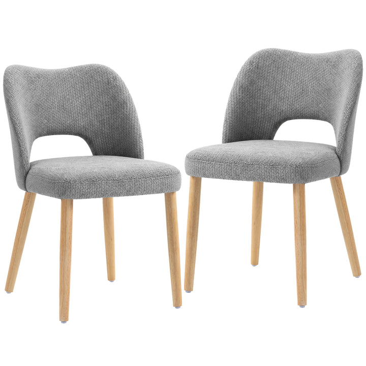 Dining Chairs Set Upholstered Kitchen Chenille Tool Free Assembly - Grey