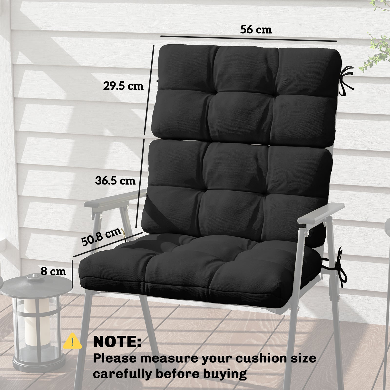 2-Piece Seat Cushion Replacement with Backrest, Garden Patio Chair Cus