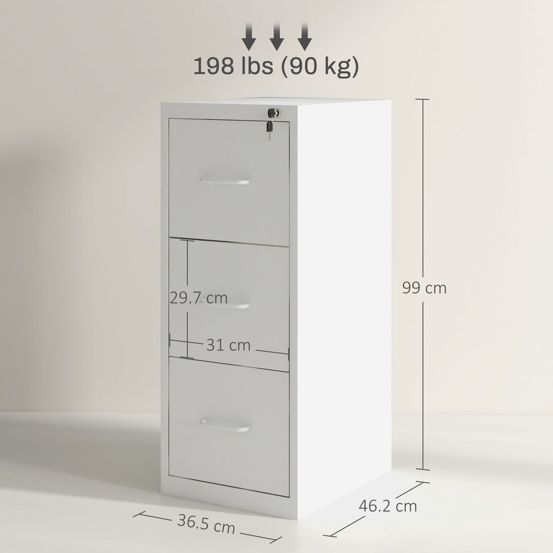 Three-Drawer Modern Steel Filing Cabinet - Cream
