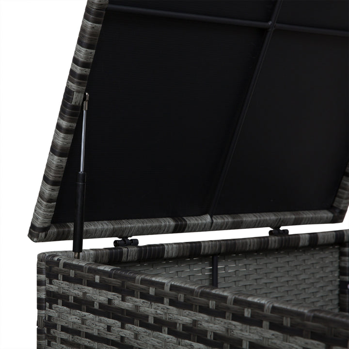 MCL 4 Pcs Rattan Wicker Garden Furniture Patio Sofa Storage & Table Set w/ 2 Drawers Coffee Table,Great Cushioned 4 Seats Corner Sofa - Grey