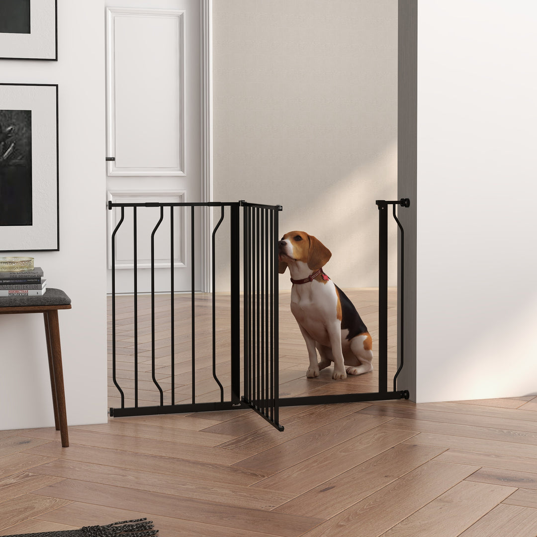 PawHut Adjustable Dog Gate with Door, Pressure Mounted Pet Barrier for Doorways, 75