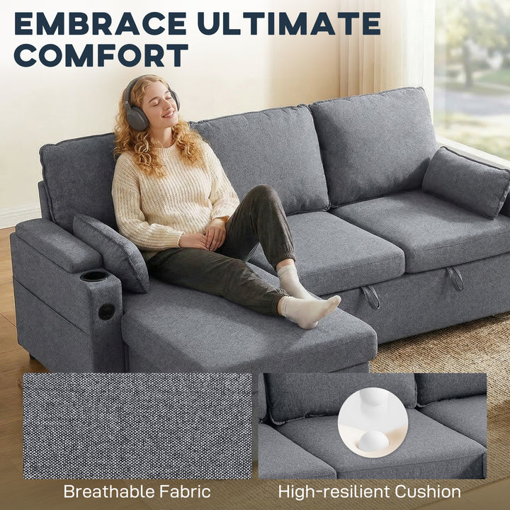 Corner Sofa Bed, L Shaped Sleeper Sectional Sofa with Reversible Stora