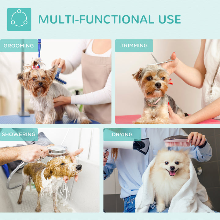 MCL Foldable Dog Grooming Table Pet Drying Table with Adjustable Arm Non-Slip Rubber Tabletop Aluminium Alloy Edge Stainless Steel Bar Sling 94.5 x 55 x 81cm Black