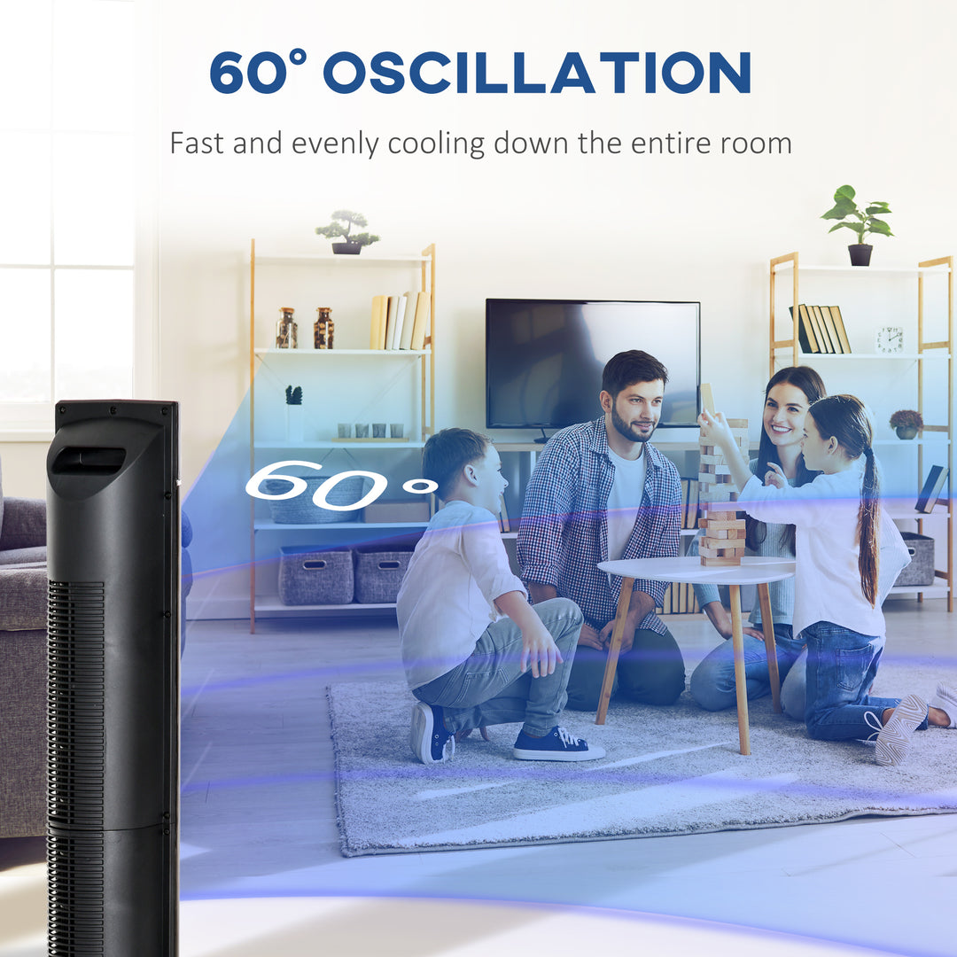 MCL 42" Anion Tower Fan Cooling for Bedroom with 3 Speed, 3 Modes, 8h Timer, Oscillating, LED Panel, Remote Controller, Black