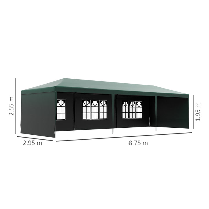 Outsunny 9 x 3 m Garden Gazebo Marquee Party Wedding Tent Canopy, Green