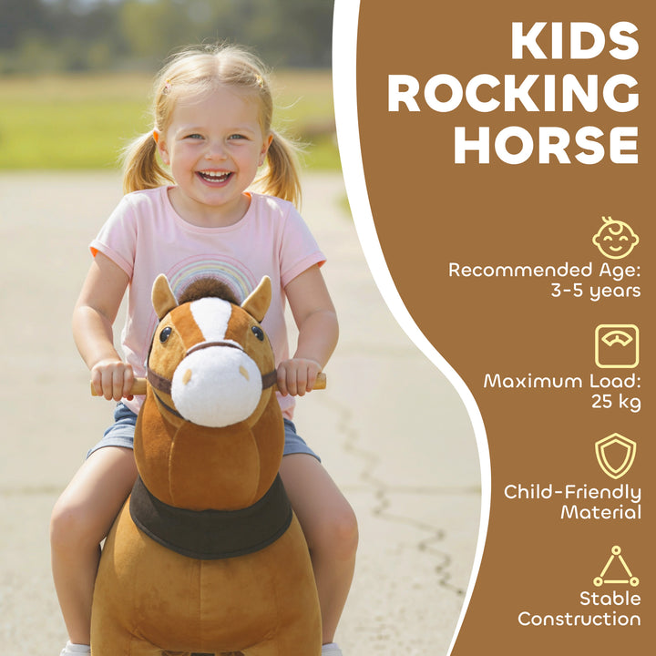 Ride On Horse, Plush Walking Horse Toy with Wheels and Saddle for Ages 3-5 Years Old