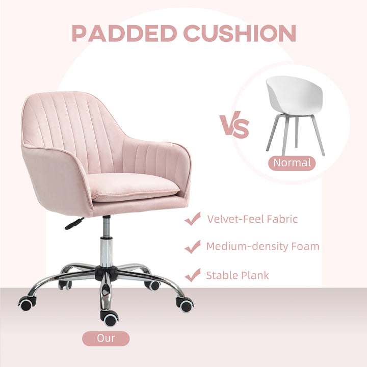 Velvet-Feel Tub Office Chair, with Seat Cushion - Pink