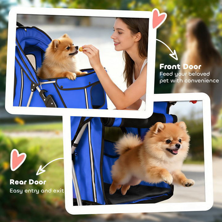 Dog Pram, Pet Stroller with Reflective Strips, Foldable Cat Stroller w