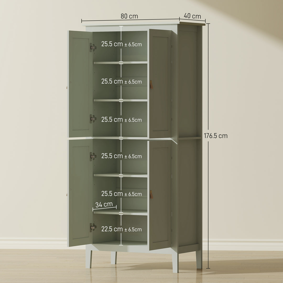 Tall Pantry Cupboard with Motion Sensor LED Light - Green