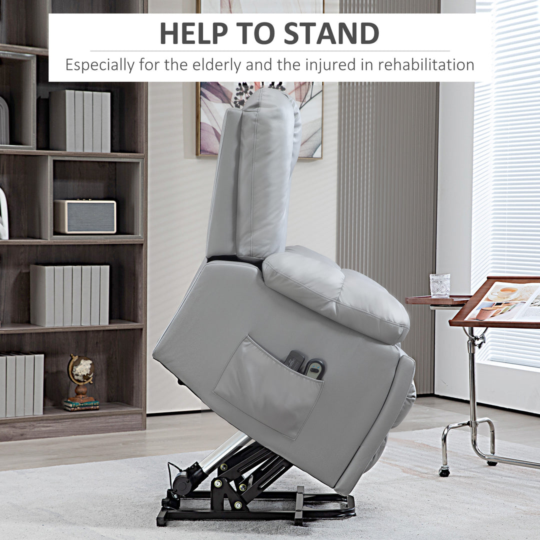 Leathaire Eight Massage Point Armchair, with Reclining Back - Charcoal Grey