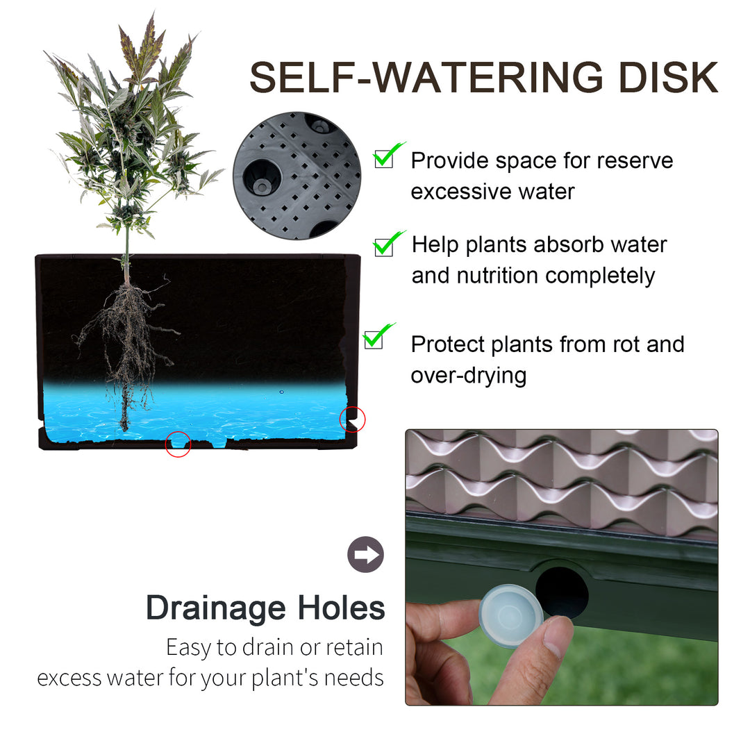 MCL 50cm x 50cm x 46.5cm Set of 2 41L Garden Raised Bed, Elevated Planter Box, Flower Vegetables Planting Container with Self-Watering Design and Drainage Holes