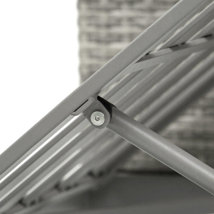 MCL 3-in-1 Rattan Bistro Set, Wicker Garden Furniture Set with 2-level Rising Table, Adjustable 3-seater Sofa Lounger with Washable Cushions for Outdoor, Patio, Balcony, Grey