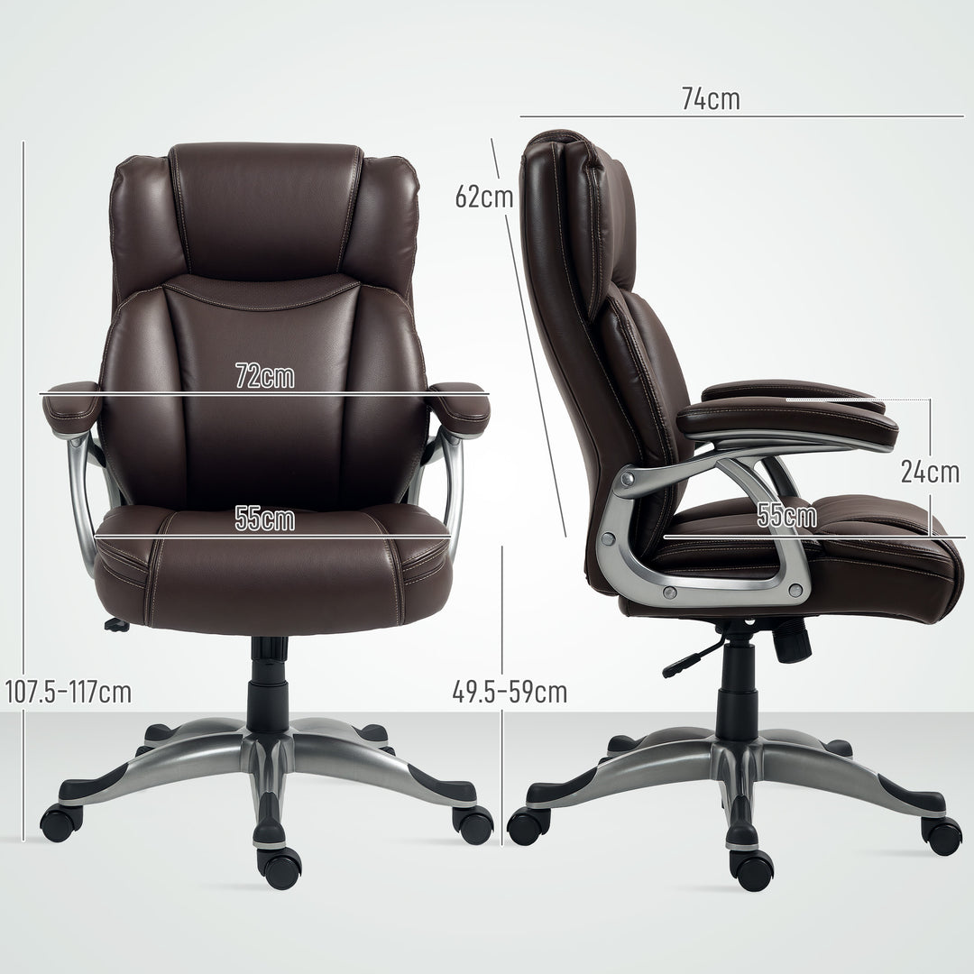 49.5-59cm Faux Leather Office Chair - Brown