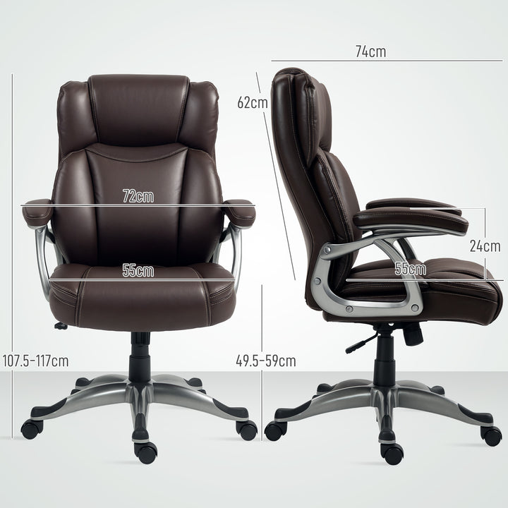 49.5-59cm Faux Leather Office Chair - Brown