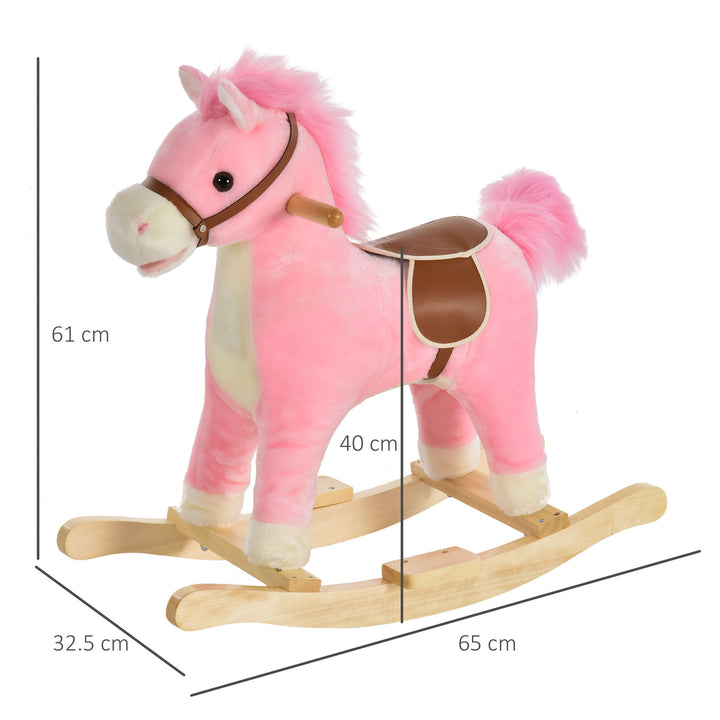 MCL Kids Plush Rocking Horse w/ Sound Moving Mouth Wagging Tail Children Rocker Ride On Toy Gift 3-6 Years Pink