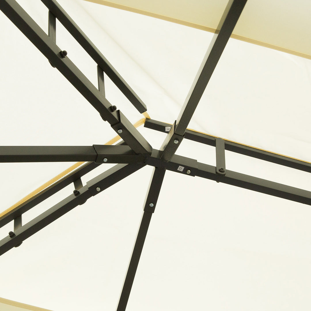 MCL 4 x 3 m Aluminum Garden Gazebo, Double Roof Outdoor Gazebo Canopy Shelter with Netting & Curtains for Garden, Lawn, Backyard and Deck, Cream