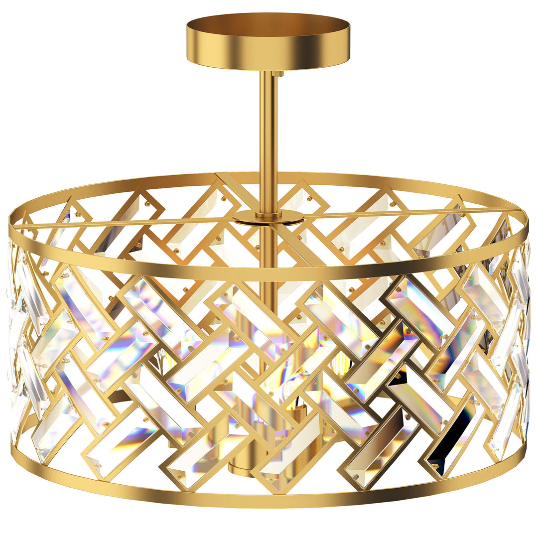 3-Light Crystal Glass Ceiling Light, Modern Ceiling Lamp with 3 E14