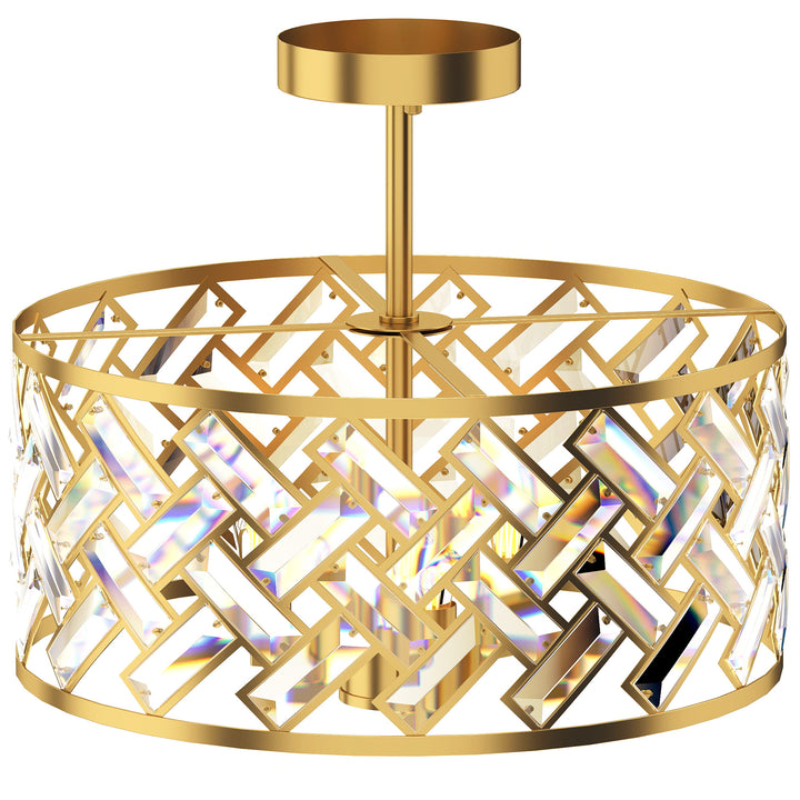 3-Light Crystal Glass Ceiling Light, Modern Ceiling Lamp with 3 E14
