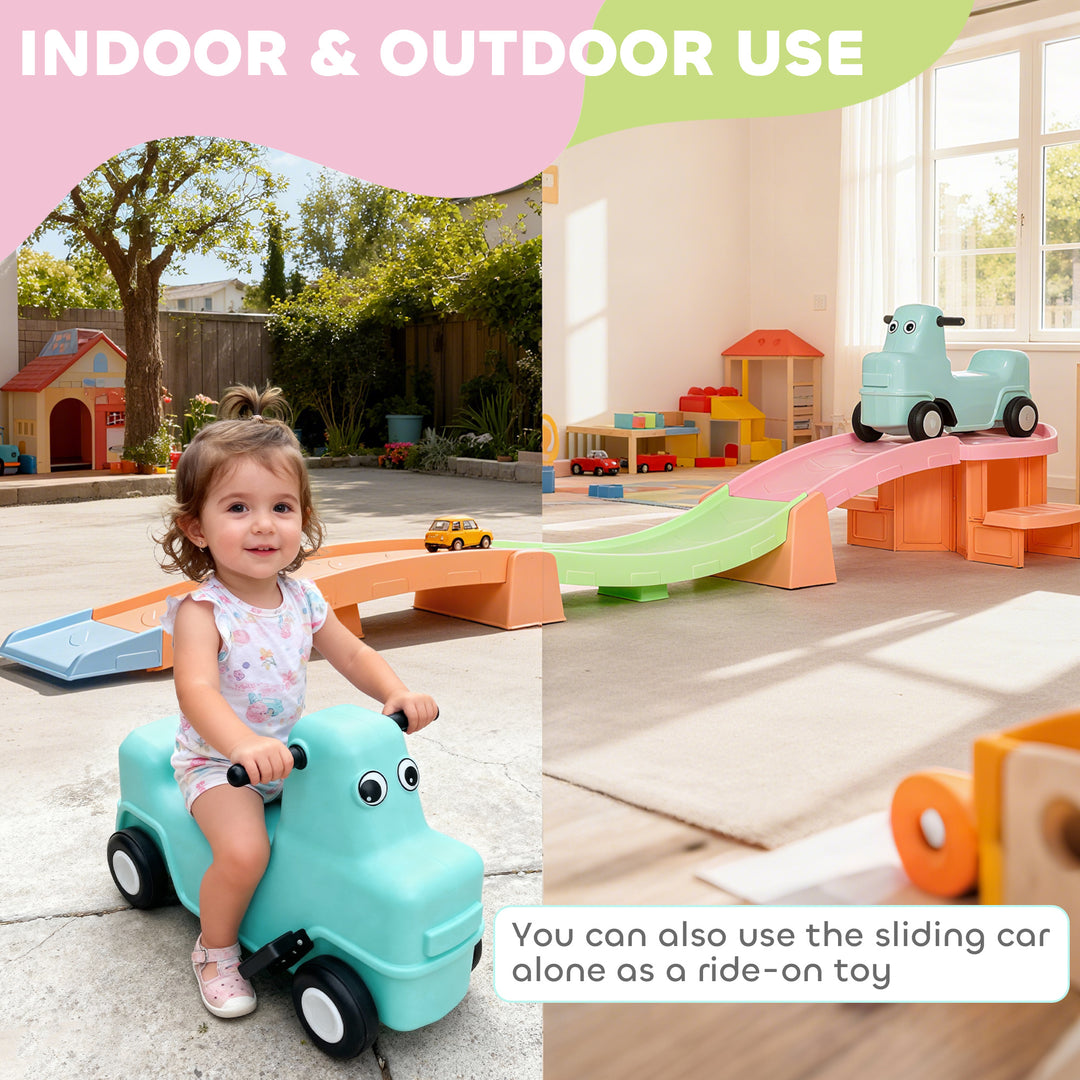 MCL 3(m) Four-Piece Ride on Kids Roller Coaster w/ Non-Slip Steps, for Ages 2-5 Years - Orange