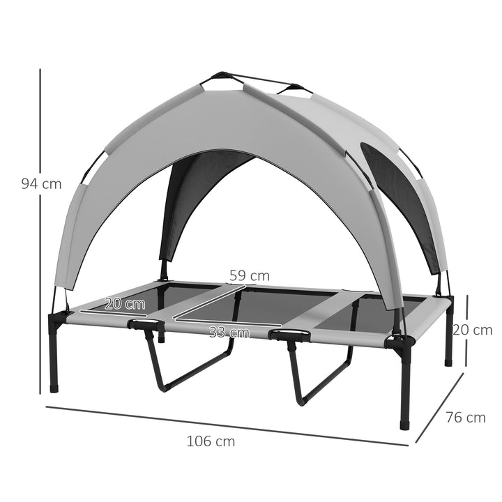 PawHut Cooling Raised Pet Bed, Large Dog Cot with Washable Breathable Mesh, Light Grey, 106 x 76 x 94 cm | Aosom UK