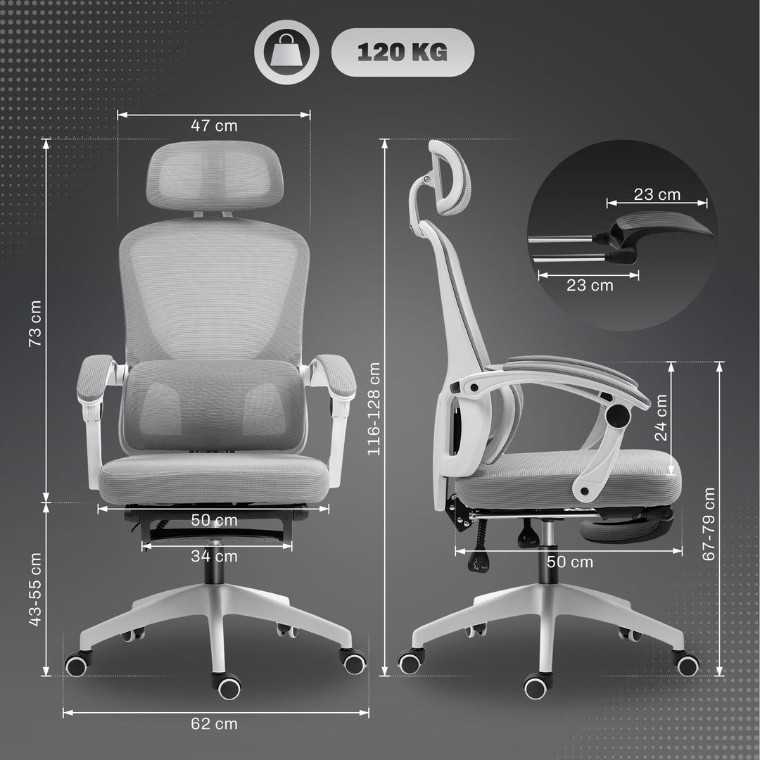 Multi-Adjustable Mesh Back Office Chair - Grey