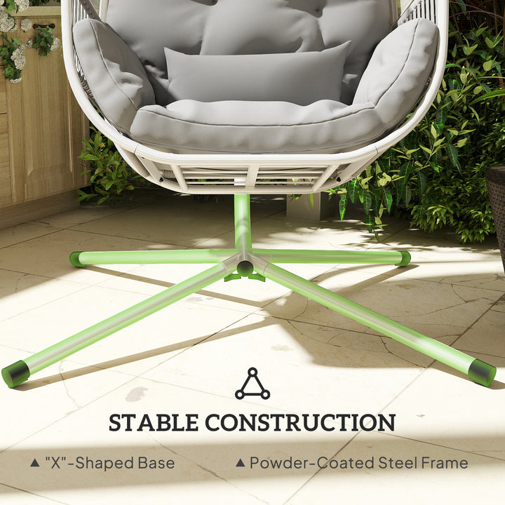 Hanging Egg Chair Outdoor Indoor, Swing Hammock Chair with Stand, Cushions, Lumbar Pillow, Adjustable Height and Steel Frame for Garden Patio Lounge Porch, Light Grey