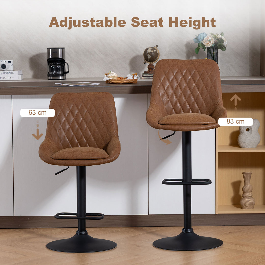 Set of Two Faux Leather Retro Bar Stools - Orange