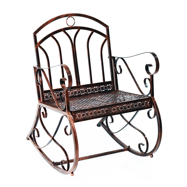 MCL Metal Single Chair 1 Seater Garden Outdoor Rocking Chair Vintage Style Bronze
