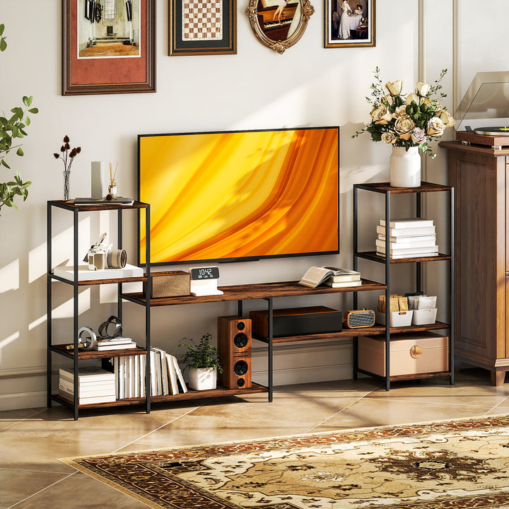 TV Unit for TVs up to 55 Inches, Industrial TV Stand with Storage Shelves, Entertainment Centre for Living Room, Bedroom