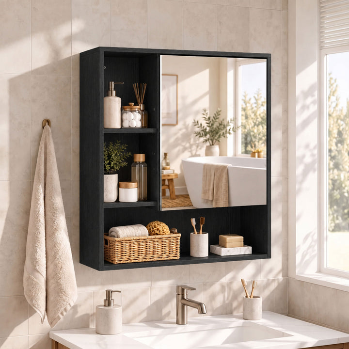 Bathroom Mirror Cabinet, Wall-Mounted Bathroom Cabinet with Mirror - view 2