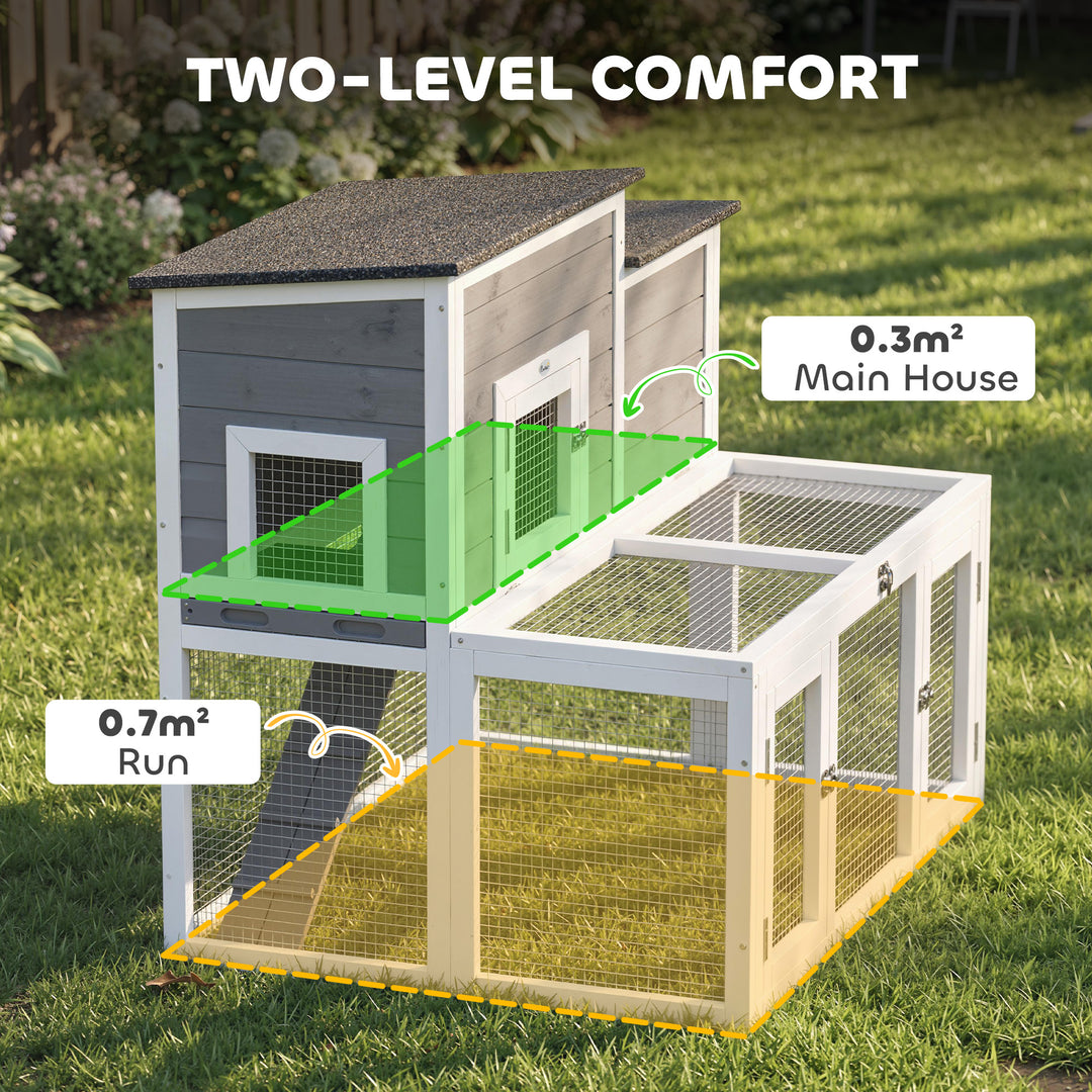 Wooden Rabbit Hutch, Indoor Outdoor Bunny Cage with Waterproof &amp; Opena