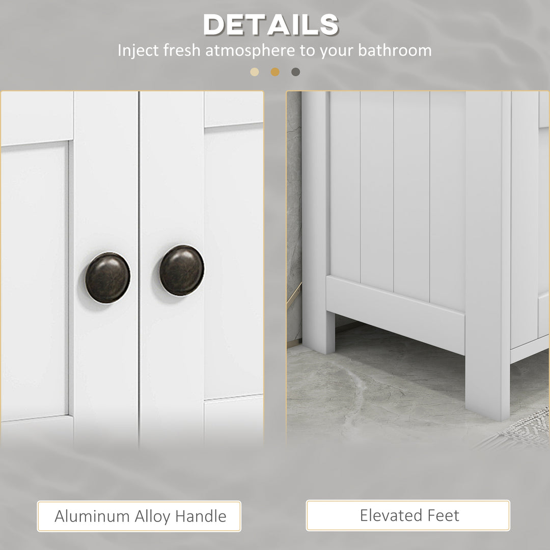 Pedestal Under Sink Cabinet with Double Doors, Modern Bathroom Vanity Storage Unit with Shelves, White