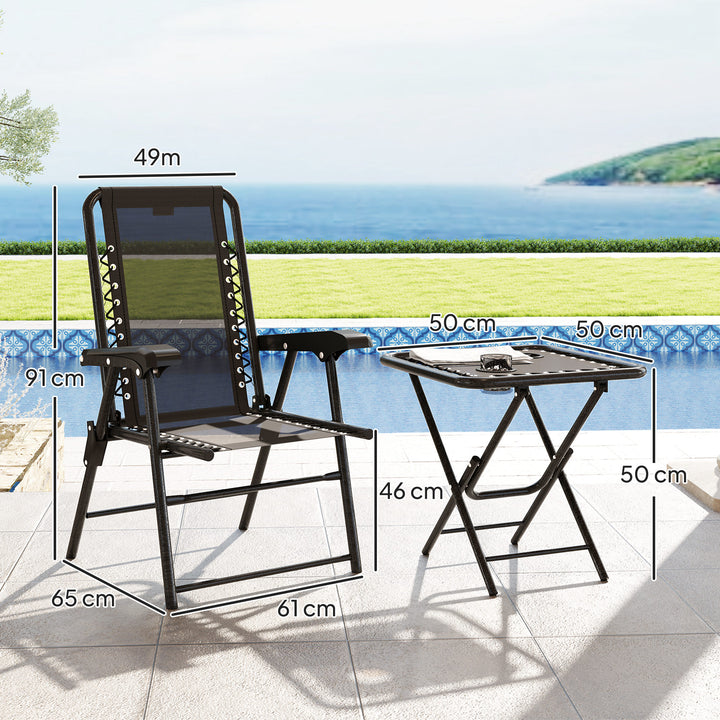 Three-Piece Garden Table and Chair Set - Black