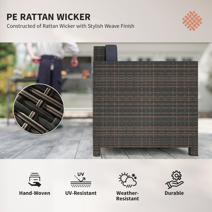 PE Rattan Garden Armchair with Cushion