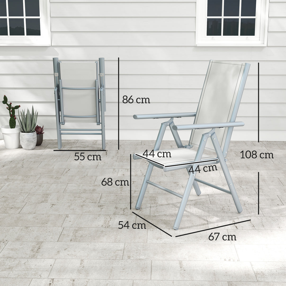 Set of Two Aluminium Folding Chairs - Light Grey