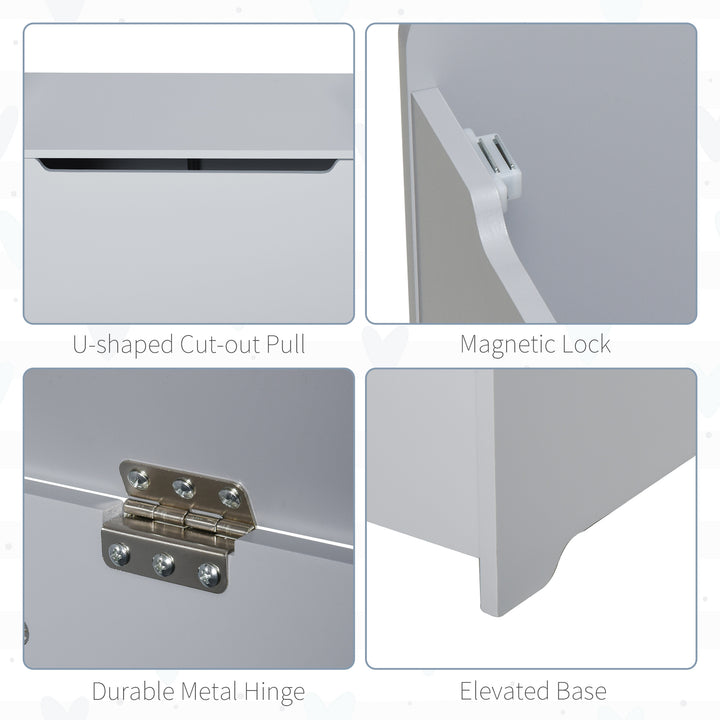 MCL Wooden Kids Toy Box Children Storage Organizer Chest Safety Hinge Playroom Furniture Grey