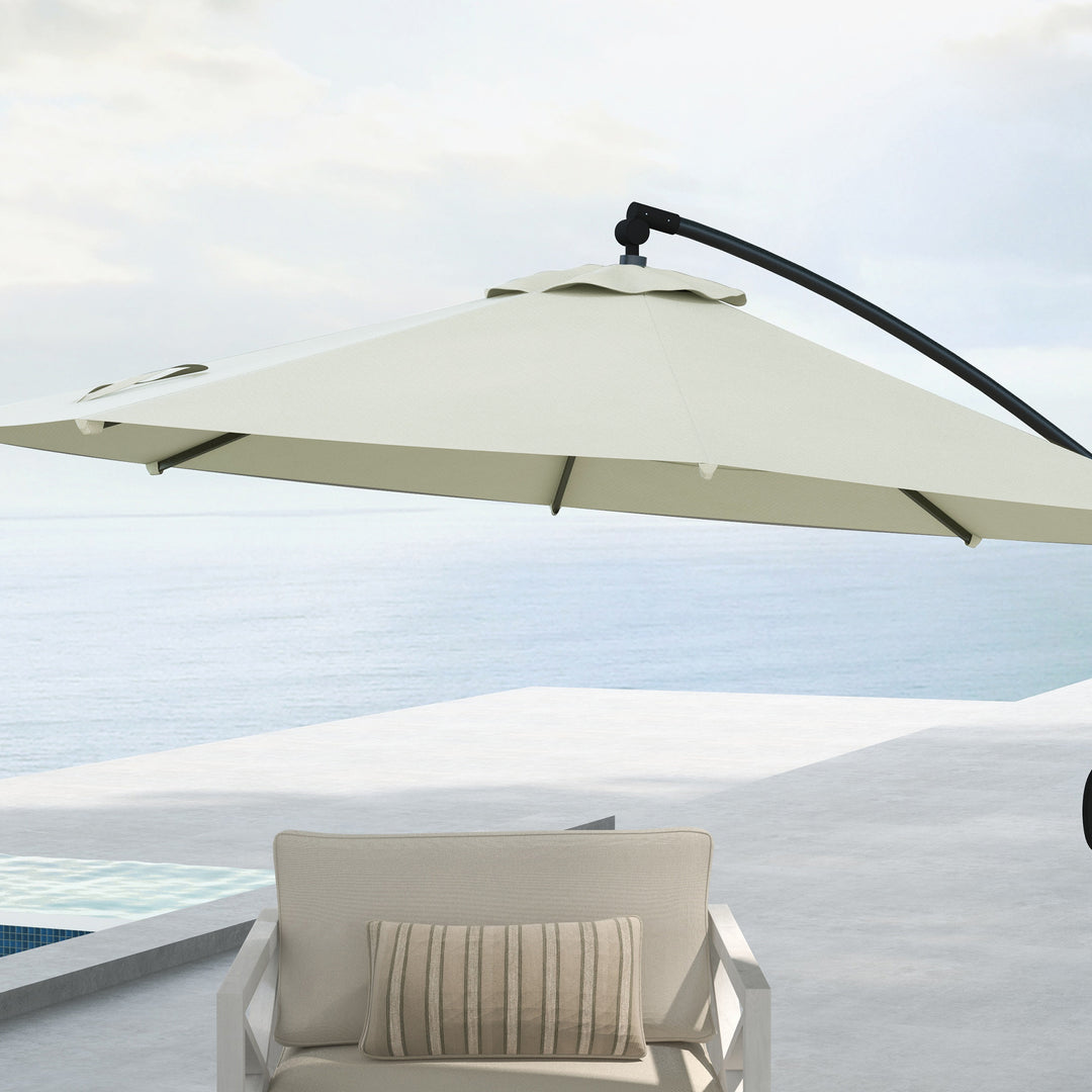 3(m) Offset Cantilever Parasol Umbrella, with Cross Base - Cream