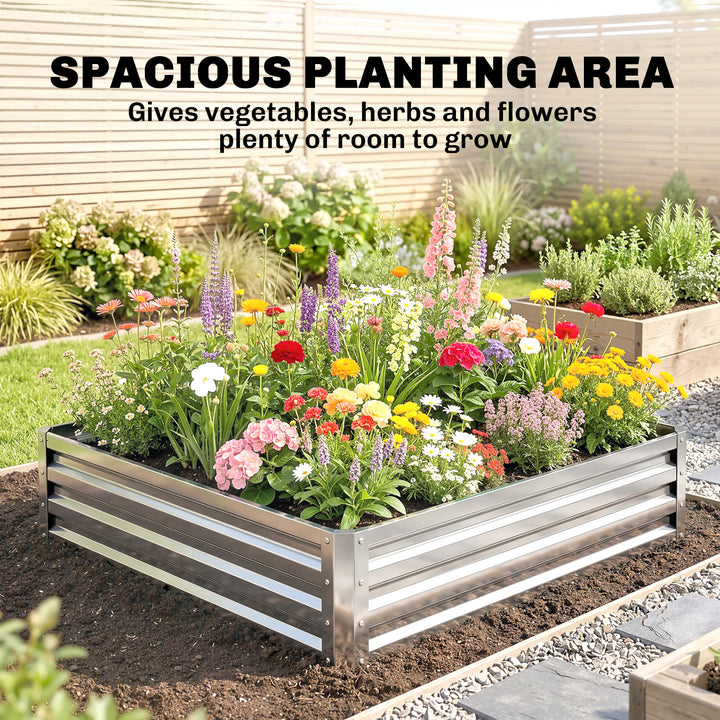 Square Raised Garden Bed Box with Weatherized Steel Frame for Vegetabl