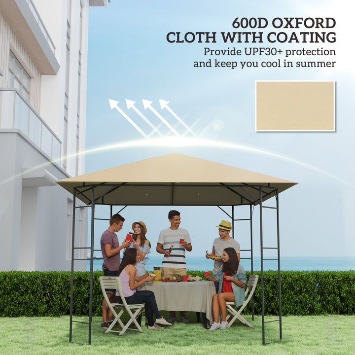 3 x 3(m) Gazebo Canopy Replacement Cover, Garden Gazebo Roof Replacement with Drain Holes, Water Resistant PVC Coating, 370g/㎡, UPF30+, TOP COVER ONLY, Beige