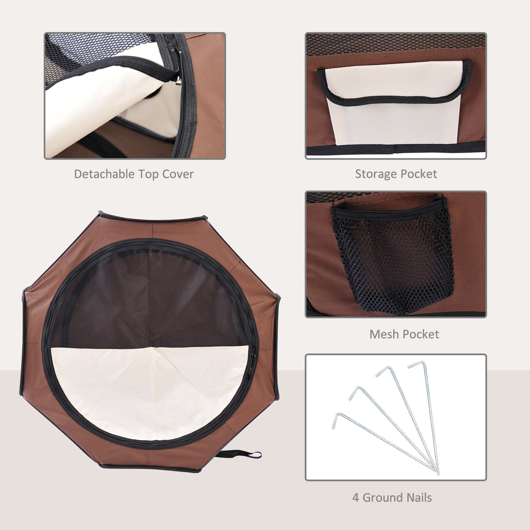 MCL Portable Cat Dog Playpen Pet Puppy Rabbit Guinea Pig Pen Run Dia 90 x 41H cm Indoor & Outdoor Brown