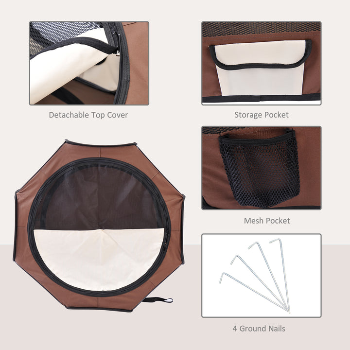 MCL Portable Cat Dog Playpen Pet Puppy Rabbit Guinea Pig Pen Run Dia 90 x 41H cm Indoor & Outdoor Brown