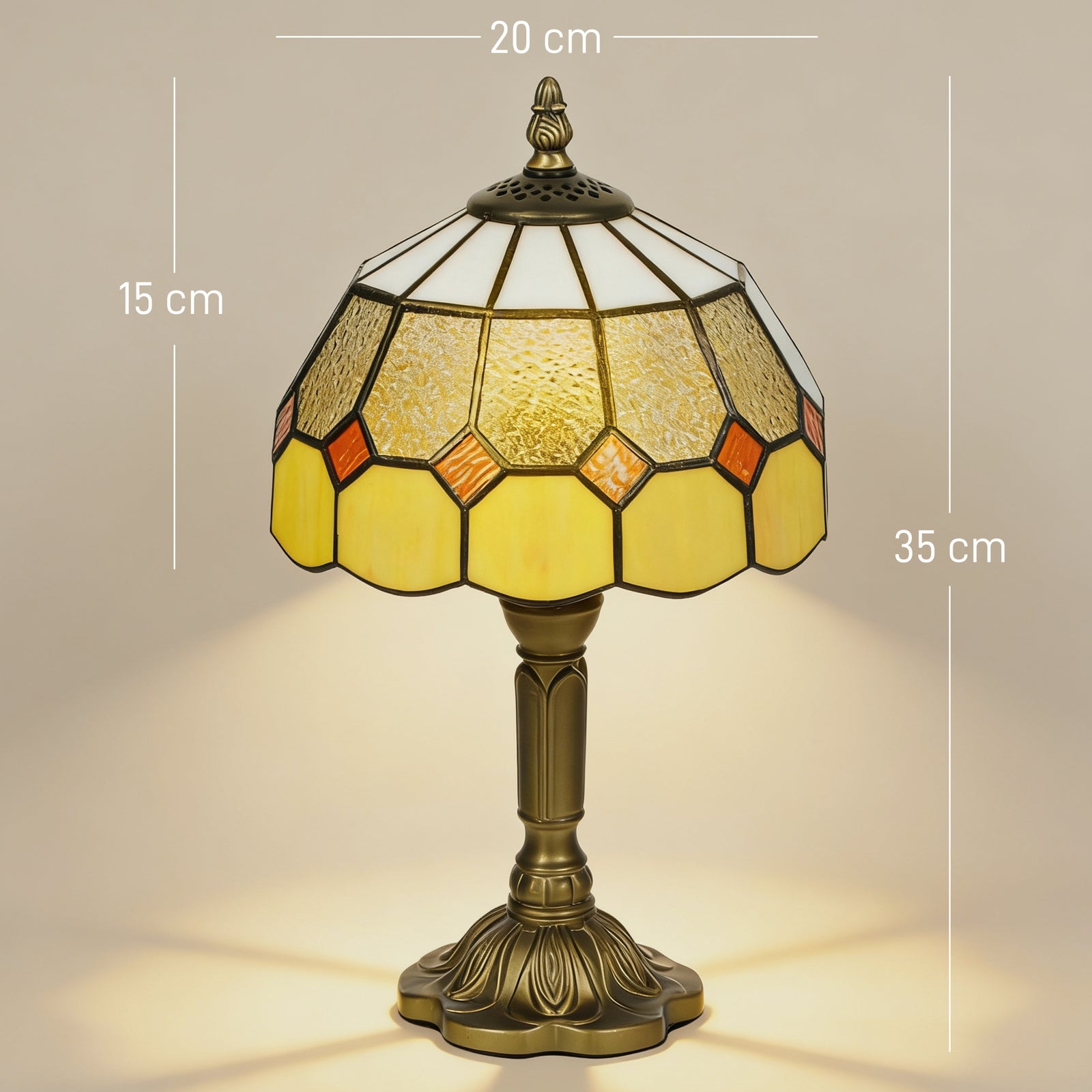 Handmade Art Deco Glass Table Lamp - White/Orange