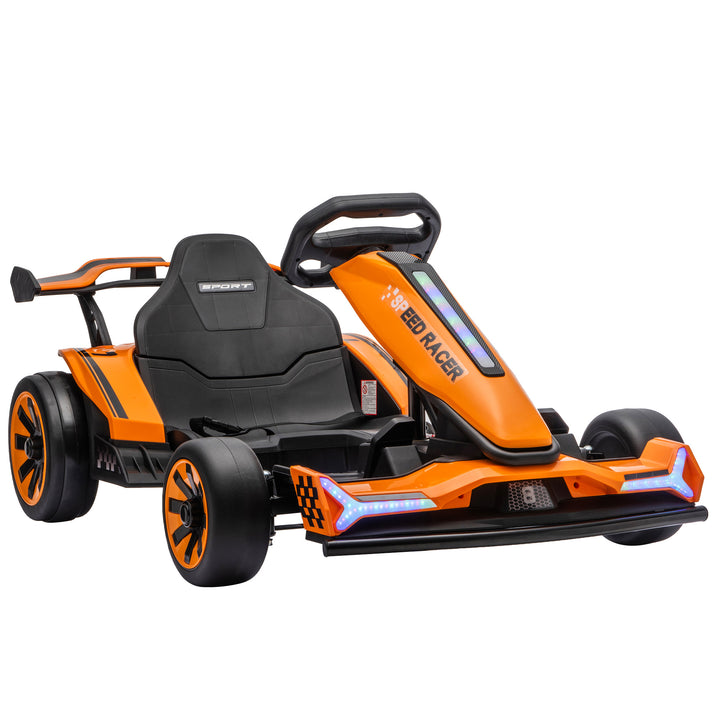 24V Electric Go Kart for Kids 6-12 Years with Drift Mode, Adjustable - Orange