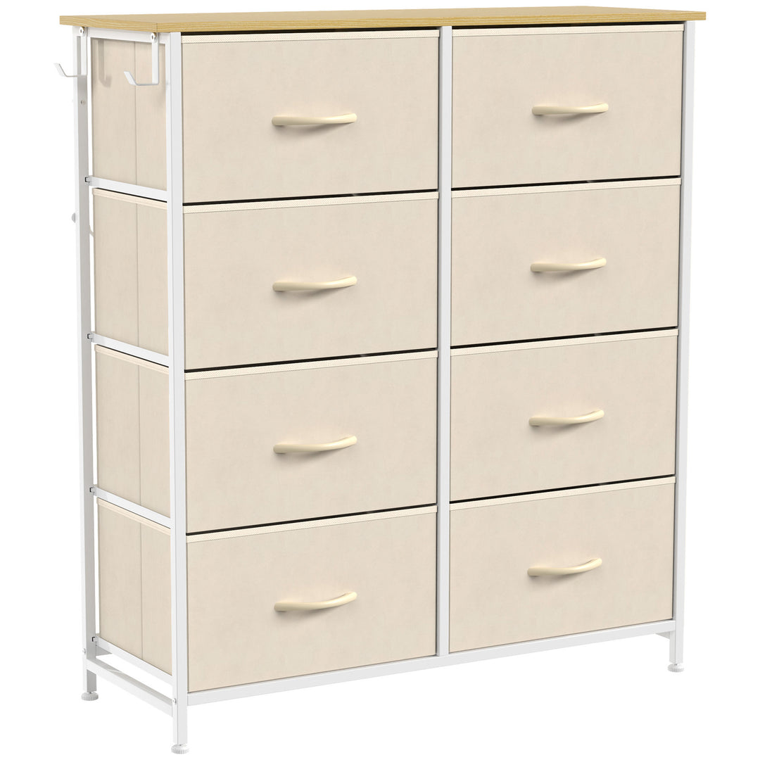 Chest of Drawers, Dresser with 8 Fabric Drawers, Tall Storage Unit - Beige