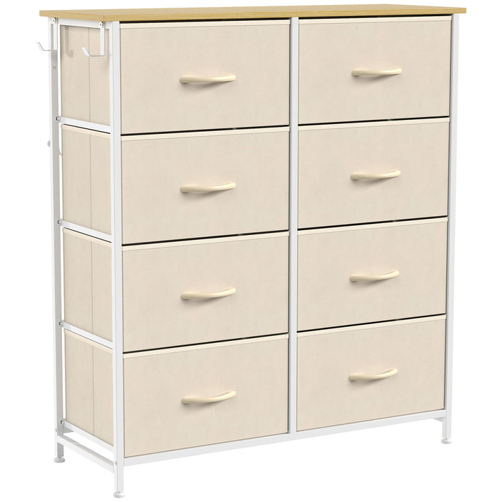 Chest of Drawers, Dresser with 8 Fabric Drawers, Tall Storage Unit - Beige